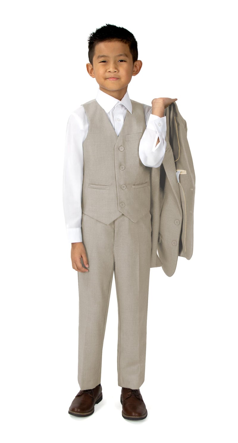 Spring Notion Boys' Modern Fit Tan Suit 3-Piece Set 16 - Image 3